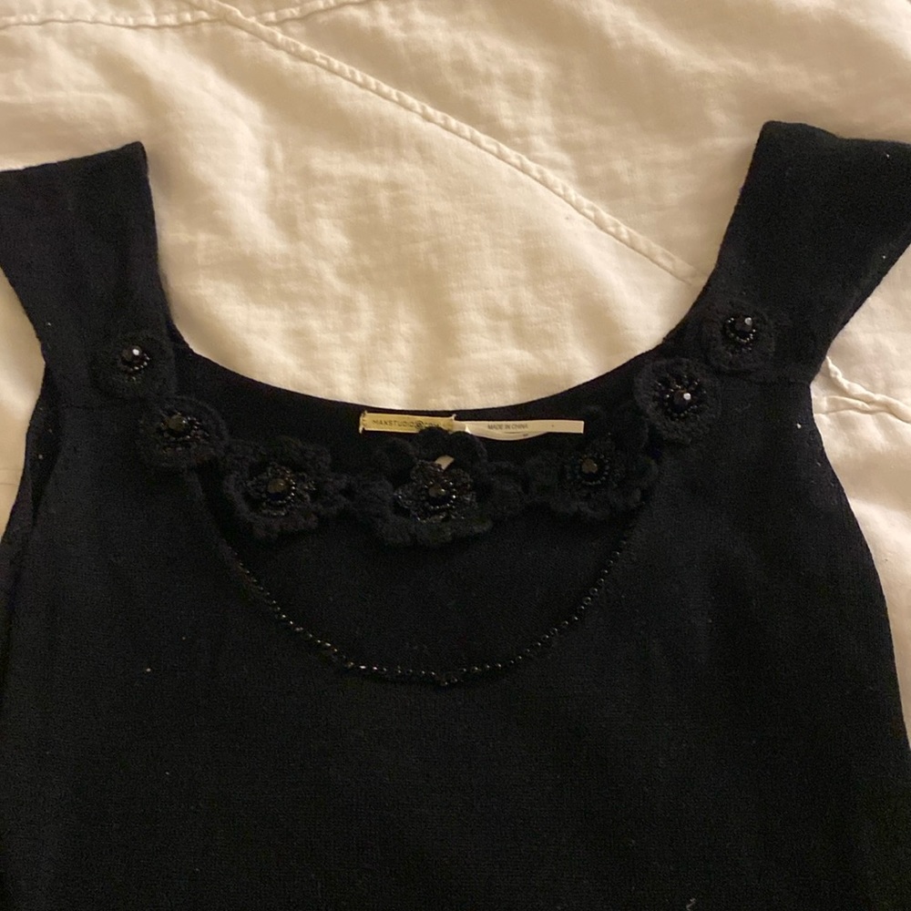 Vintage Max Studio Silk/Cashmere Embellished Top